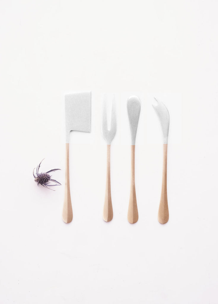 Cheese Knife Set - brass w/ tinned ends