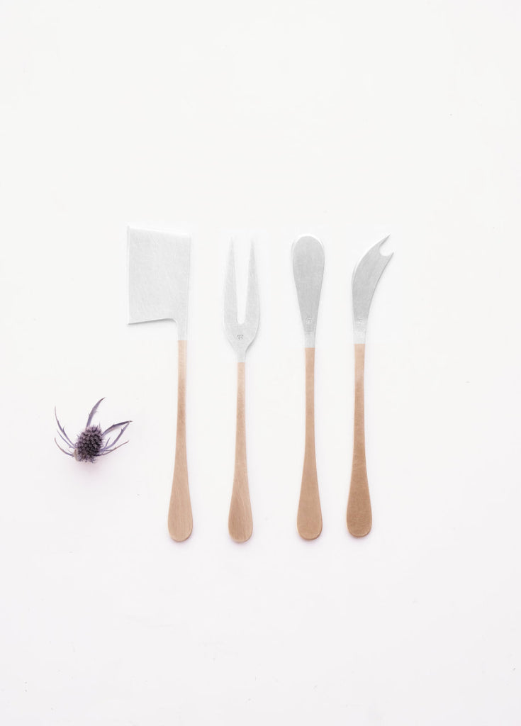 Cheese Knife Set - brass w/ tinned ends