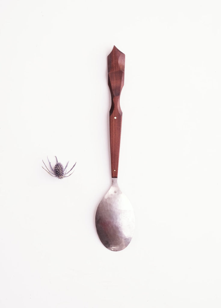 Large wood handled spoon