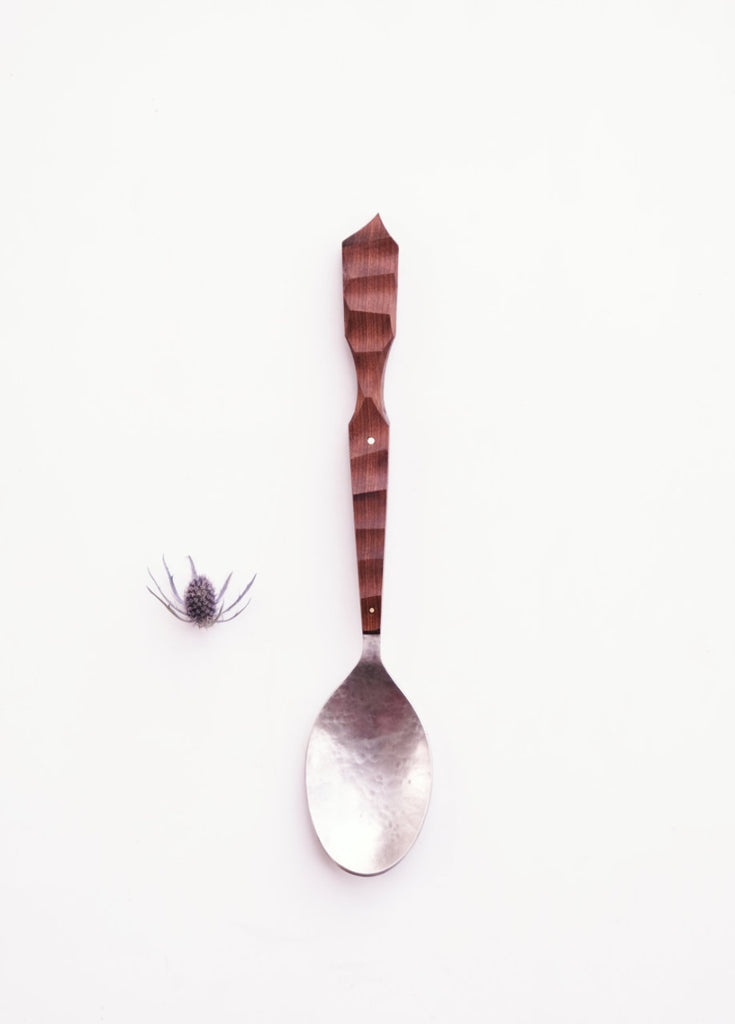 Large wood handled spoon