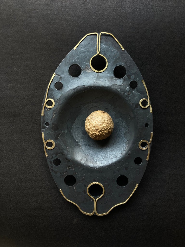 Lacey Steel Bowl with Brass Trim