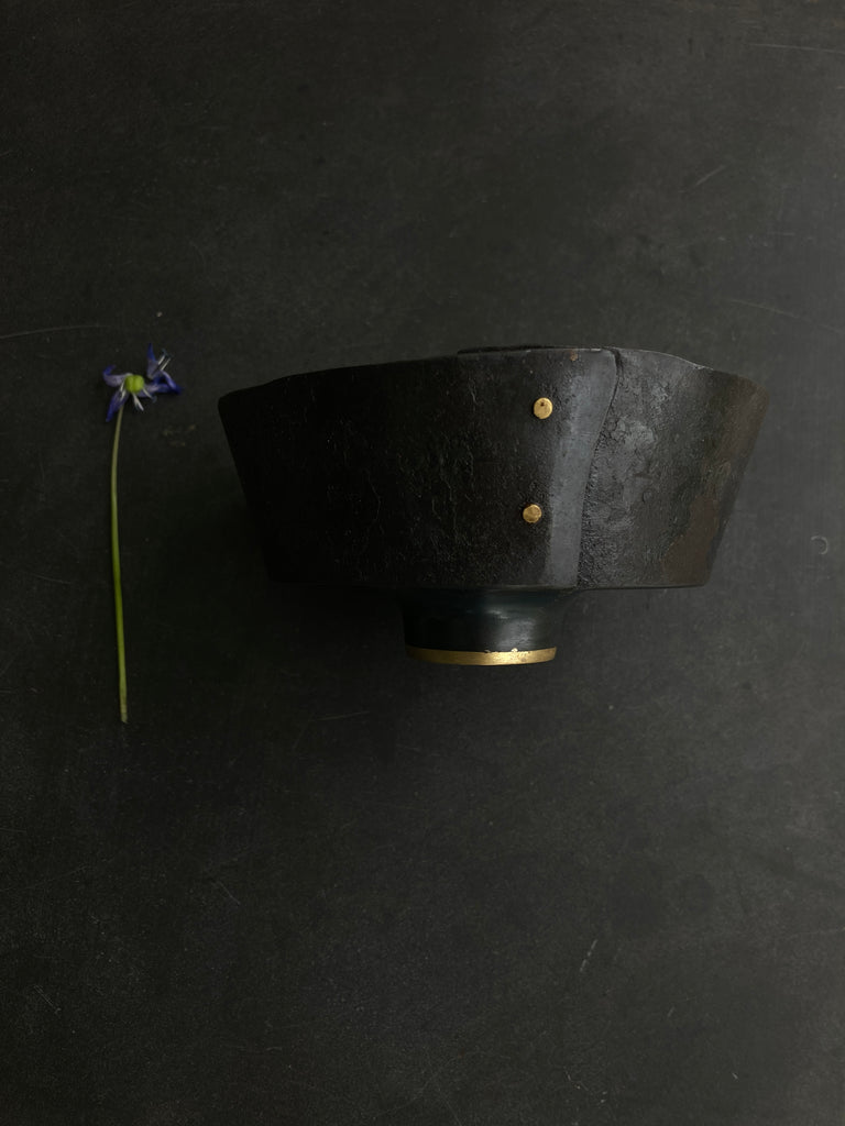 Footed Steel Bowl with Brass Eye