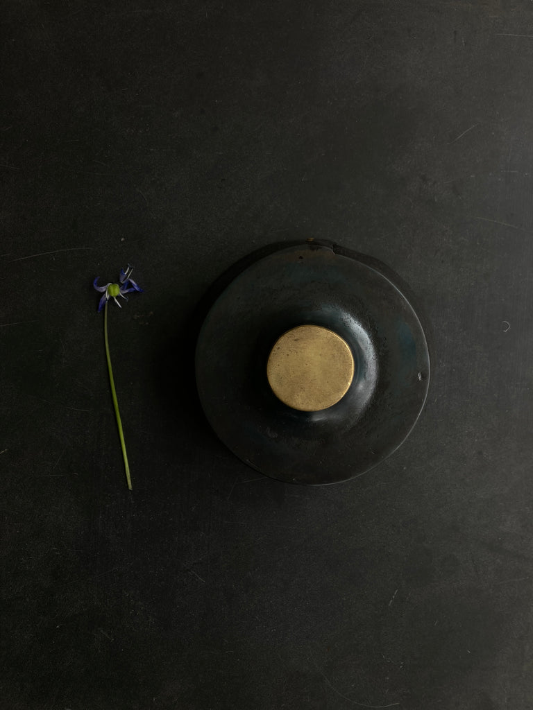 Footed Steel Bowl with Brass Eye