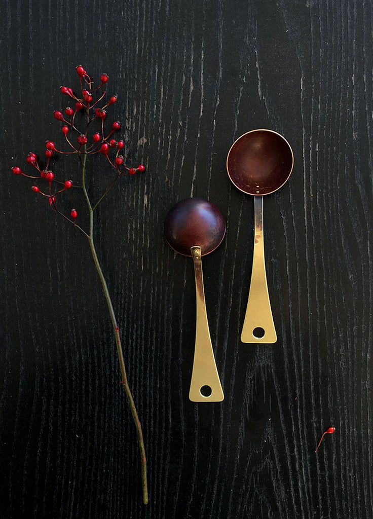 Brass Coffee Scoop, hand forged of brass and copper