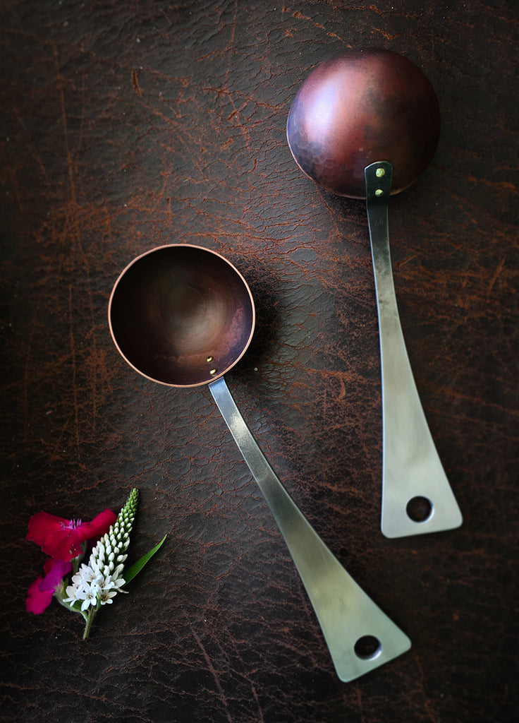 Coffee Scoop with forged stainless handle and copper bowl